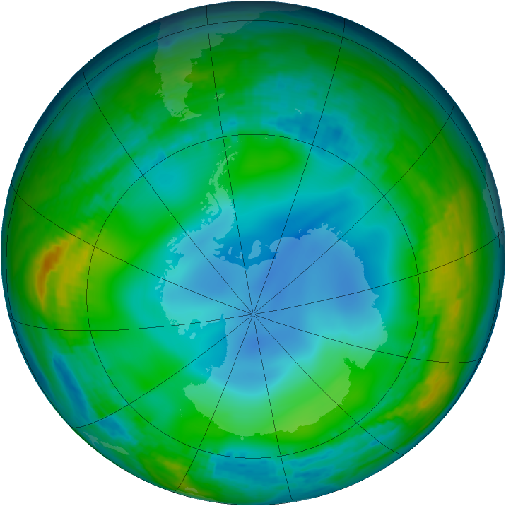 Antarctic ozone map for 14 June 2001